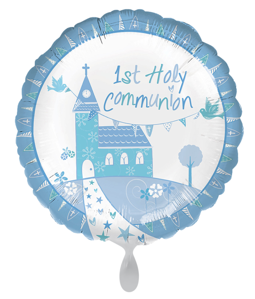Folienballon - 1st Holy Communion, hellblau - ø 43cm